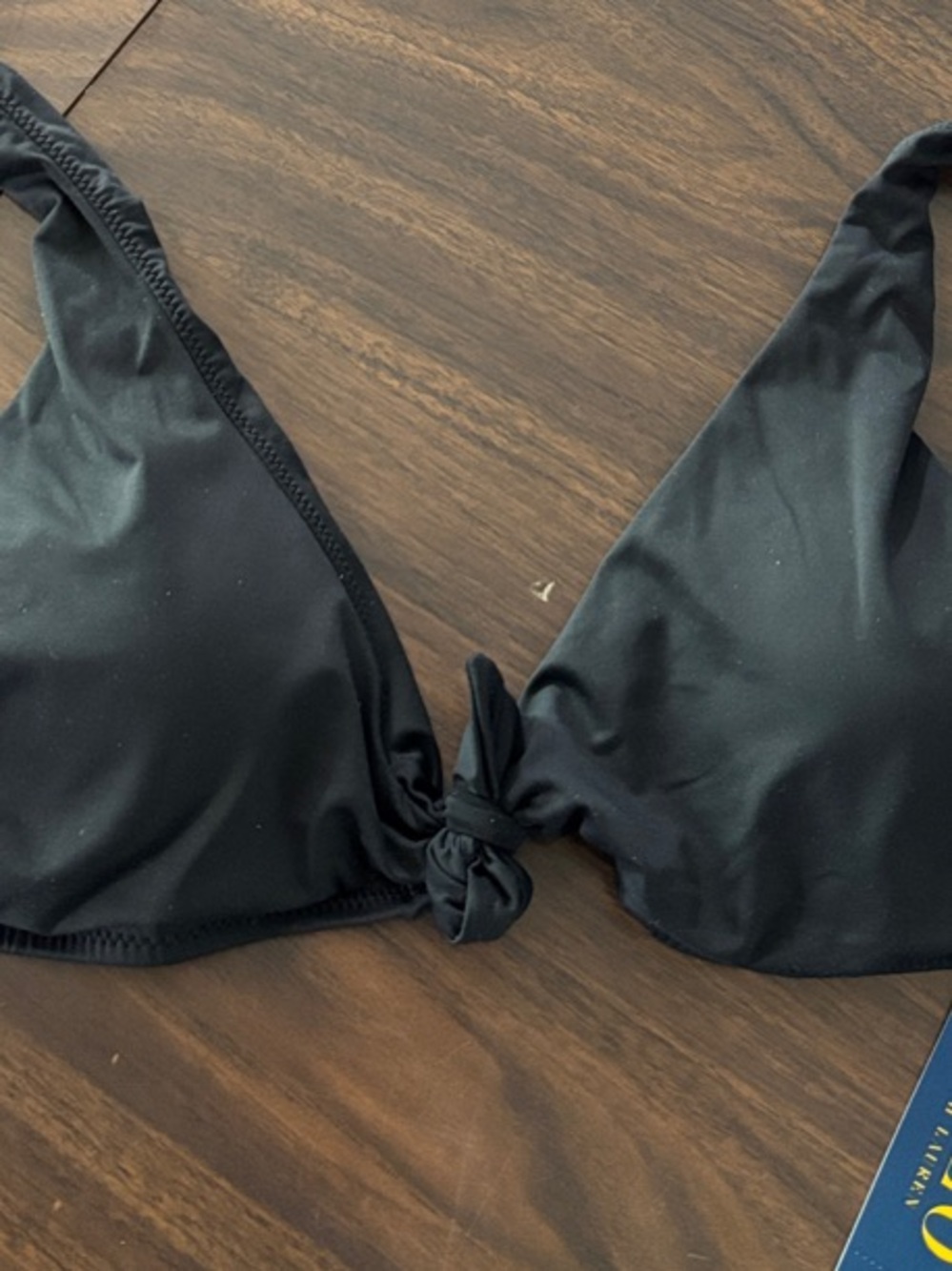 Polo by Ralph Lauren Black Knot-Front Triangle Bikini Top